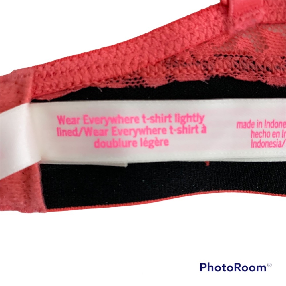 Victoria’s Secret PINK Wear Everywhere Lightly Lined T-Shirt Bra Coral 34C - Picture 8 of 9